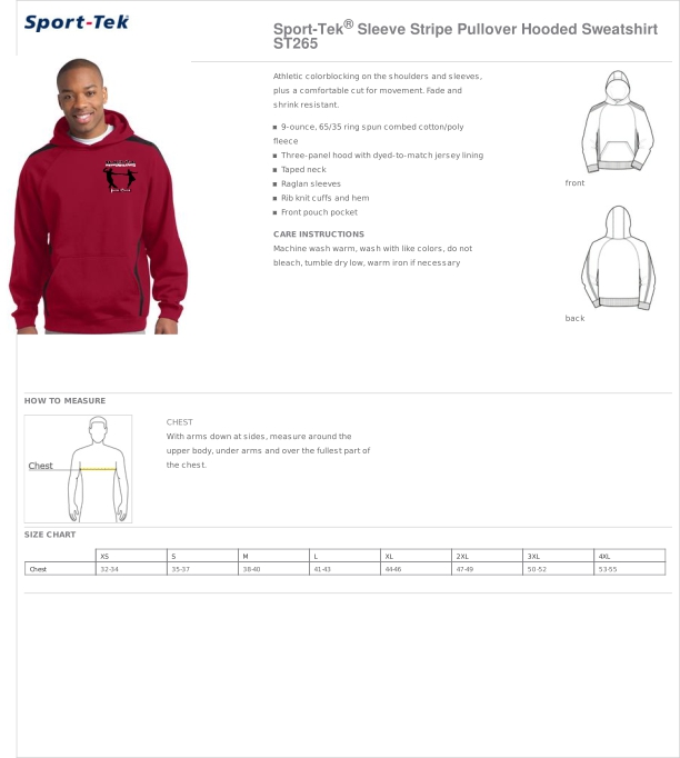 ST265 Hoodie spec sheet – In Stitches and Ink